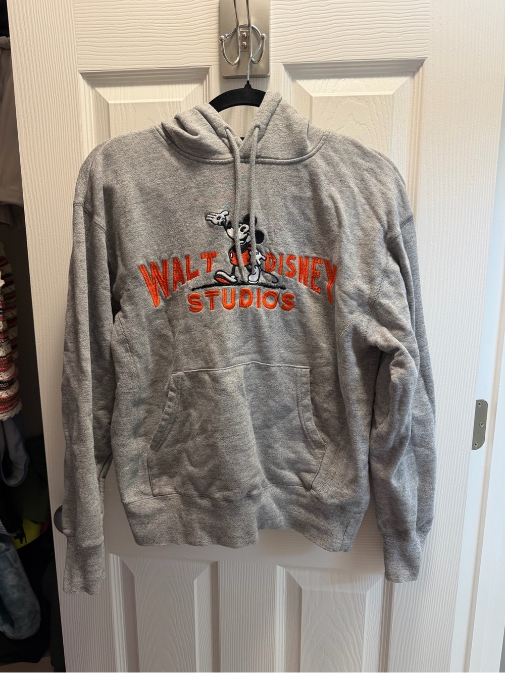 Disney Gray Walt Disney Studios Hooded Sweatshirt with Orange Logo